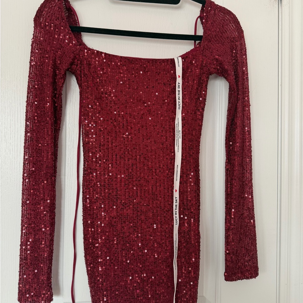 Lucy in the sky sequin red long sleeve dress